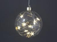 Vánoční dekorace LED 10cm koule s hvězdičkami