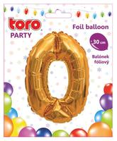 Balónek foliový TORO číslice 0 30cm