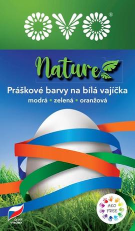 OVO Barvy na velikonoční vajíčka nature MODRÁ, ZELENÁ, ORANŽOVÁ