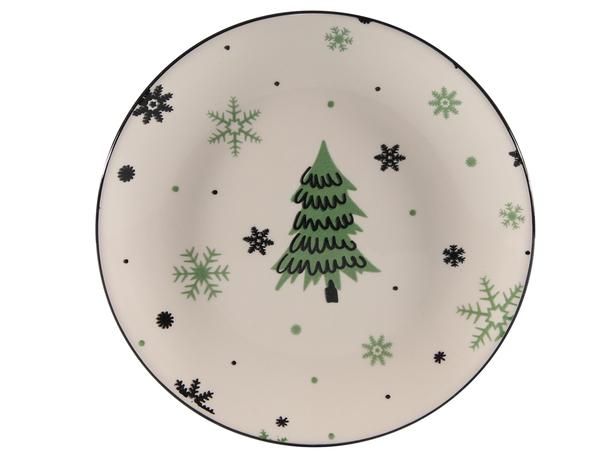 Levně Vánoční keramický dezertní talíř 19cm stromeček