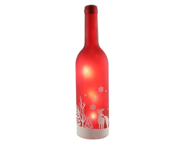 Levně SVENSKA LIVING Vánoční dekorační láhev LED 29cm červená