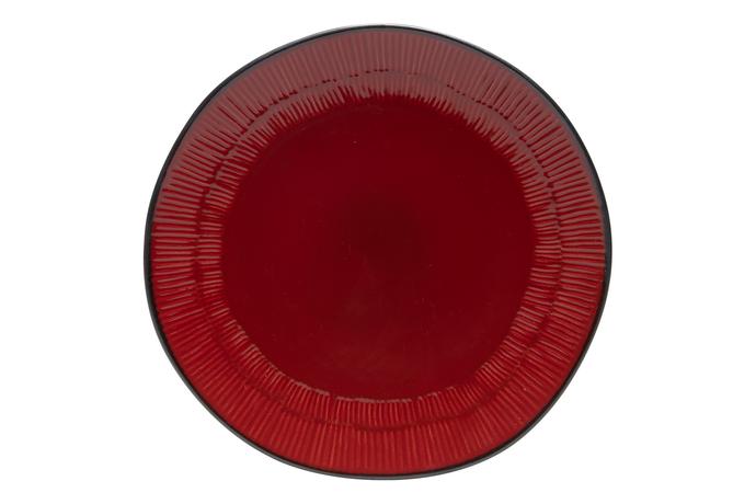 HIT Keramický dezertní talíř RHODES 22cm červeno/černý
