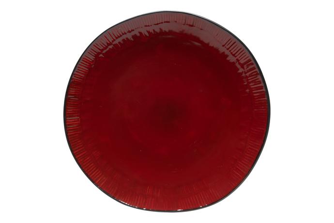 HIT Keramický jídelní talíř RHODES 27cm červeno/černý