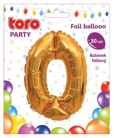 TORO Balónek foliový číslice 0 30cm