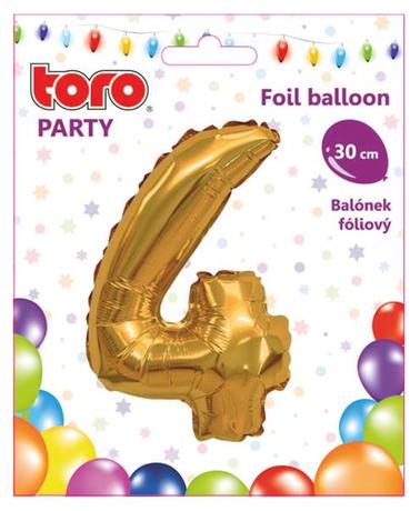 Balónek foliový TORO číslice 4 30cm