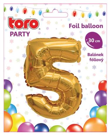 Balónek foliový TORO číslice 5 30cm Kód produktu: 263955 Značka: TORO