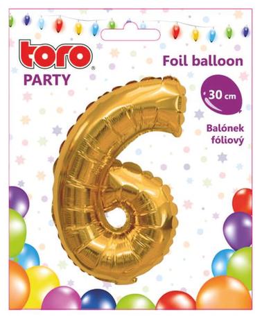 Balónek foliový TORO číslice 6 30cm Kód produktu: 263956 Značka: TORO