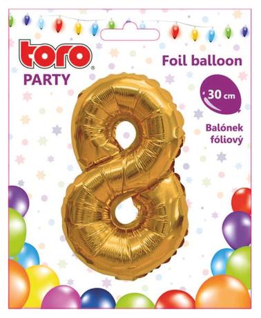 Balónek foliový TORO číslice 8 30cm Kód produktu: 263958 Značka: TORO