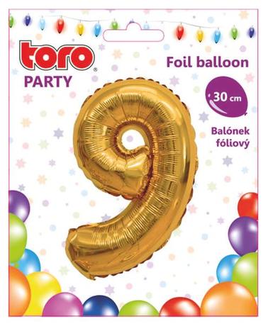 Balónek foliový TORO číslice 9 30cm Kód produktu: 263959 Značka: TORO