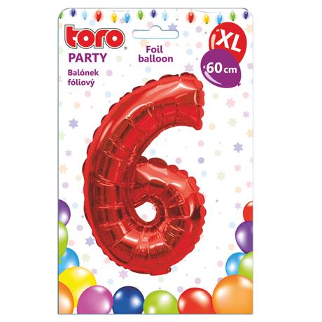 TORO Balónek fóliový TORO XL číslice "6" 60cm