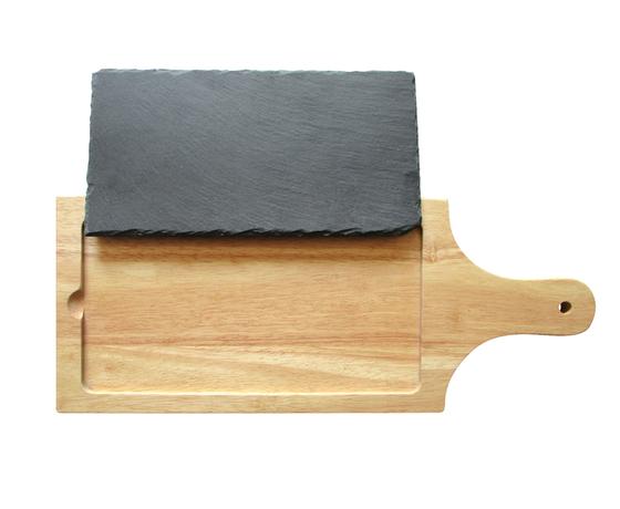 Dřevěné prkénko s břidlicí TORO 41x16.5cm 2v1
