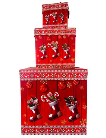 TORO Dárková krabička se stuhou TORO set 3ks červené vánoce