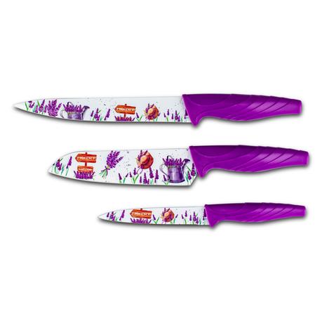 Levně TORO Sada nožů levandule 3ks nepřilnavý povrch
