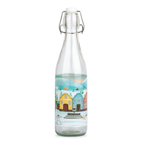 Levně TORO Skleněná láhev s patentním uzávěrem 1l vesnička