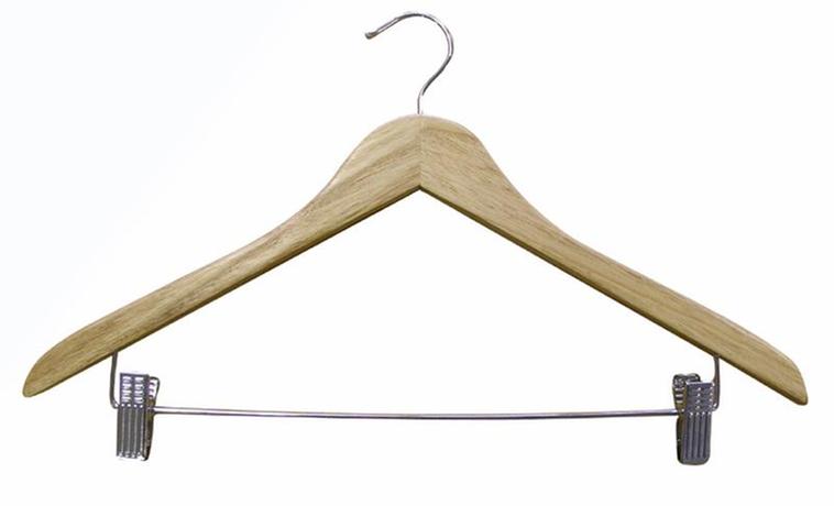 Levně TORO Dřevěné ramínko na šaty a kalhoty TORO