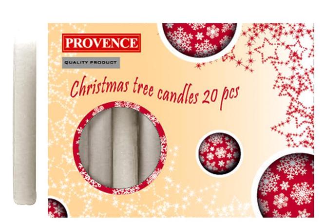 Vánoční svíčka 10cm Provence 20ks bílá