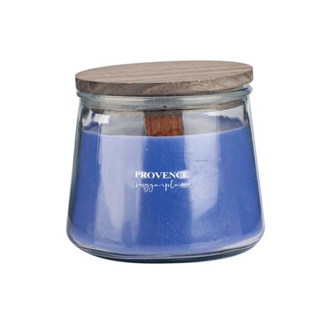 Levně Provence Vonná svíčka ve skle dřevěný knot 28 hodin sugarplum 9,5 x 8,5 cm