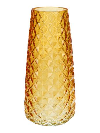 DUIF Skleněná váza GEMMA DIAMOND 21cm žlutá