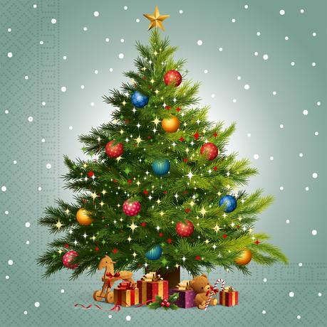 Levně PROCOS Vánoční papírové ubrousky 33x33cm 3vrstvé stromek