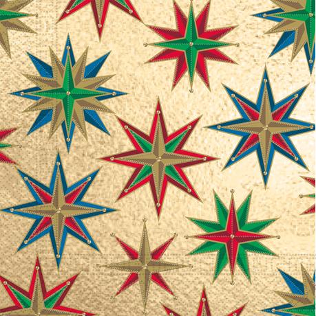 PROCOS Vánoční papírové ubrousky 33x33cm 3vrstvé hvězdy
