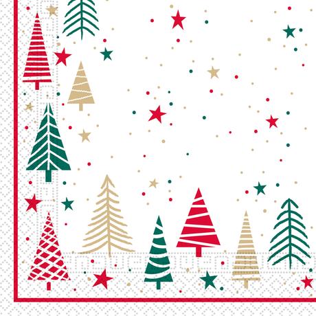 PROCOS Vánoční papírové ubrousky 33x33cm 3vrstvé stromky