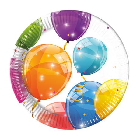 Levně Kitos Papírový talíř 20cm balónky 8ks