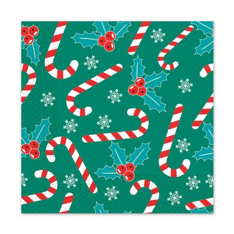 Levně PROCOS Vánoční papírové ubrousky 33x33cm 3vrstvé cukrová tyčinka
