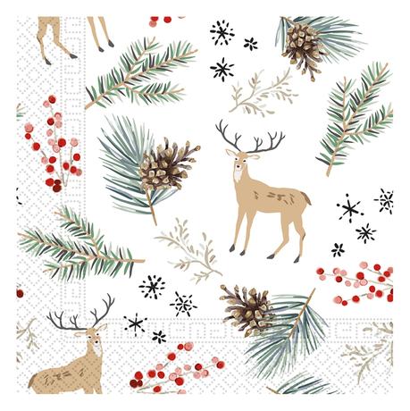 PROCOS Vánoční papírové ubrousky 33x33cm 3vrstvé jelen