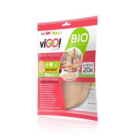 VIGO BIO papírový talíř VIGO! 20ks 18cm hnědý